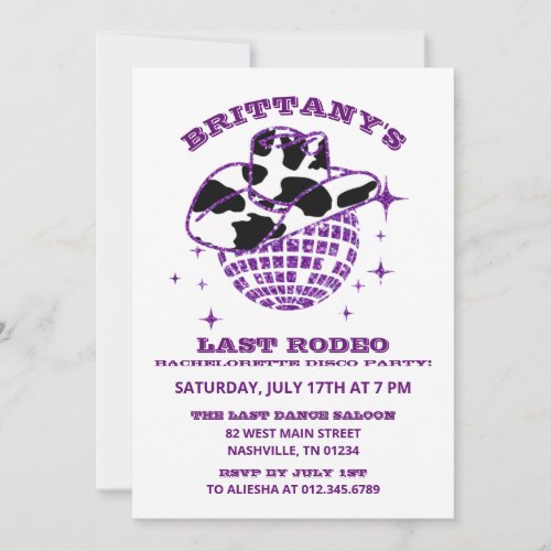 Retro Disco Cowgirl Bachelorette Party Invitation