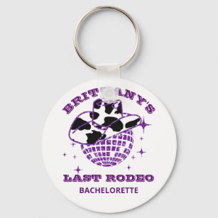 Retro Disco Cowgirl Bachelorette Party Keychain