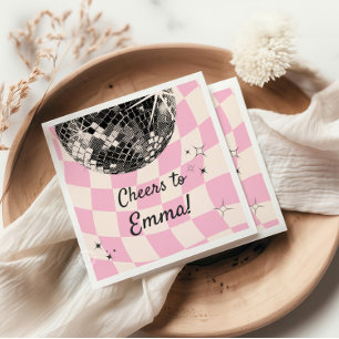 Retro Disco Custom Napkins – Pink Checkered Backgr