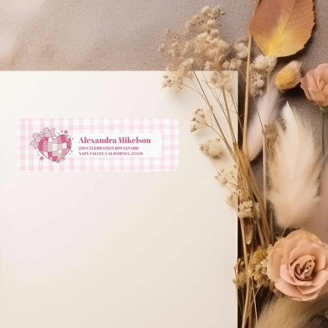 Retro Disco Cute Pink Bow Bridal Shower Label (Creator Uploaded)