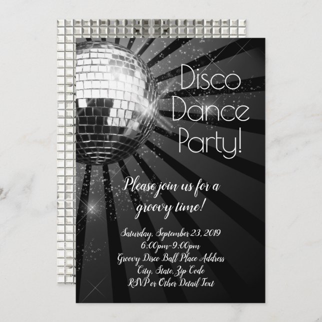 Retro Disco Dance 70s Birthday Party Invitation (Front/Back)