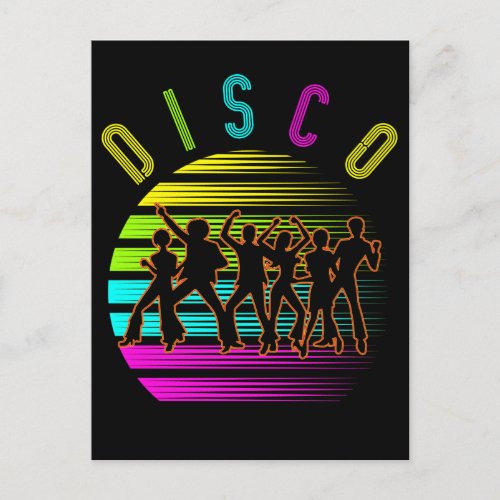 Retro Disco Dancing Funky Music Postcard