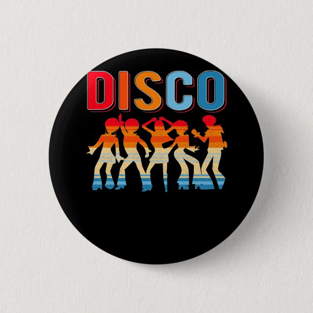Retro Disco Dancing Girls 70s 80s African Dancer Button (Front)