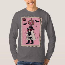 Retro Disco Ghost with Black Cat Halloween Stamp