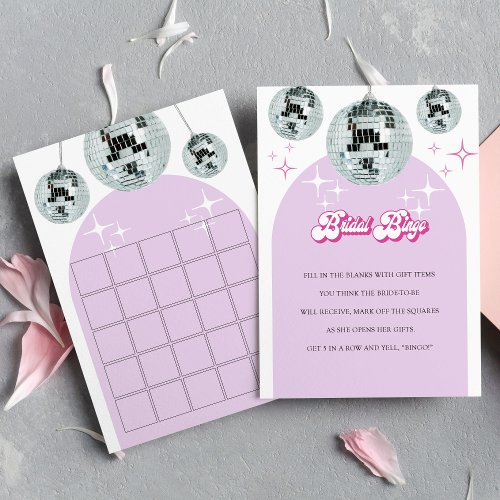 Retro Disco Groove Bingo Bridal Shower Game Card
