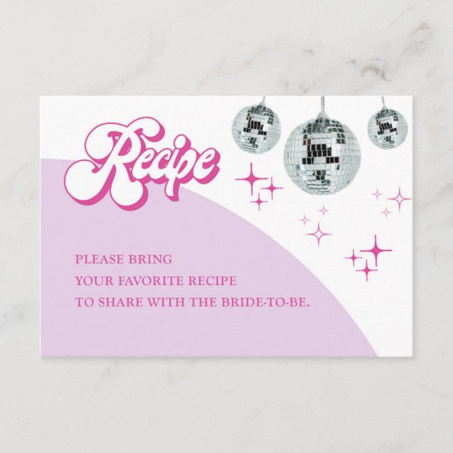 Retro Disco Groove Bridal Shower Recipe Cards (Front)