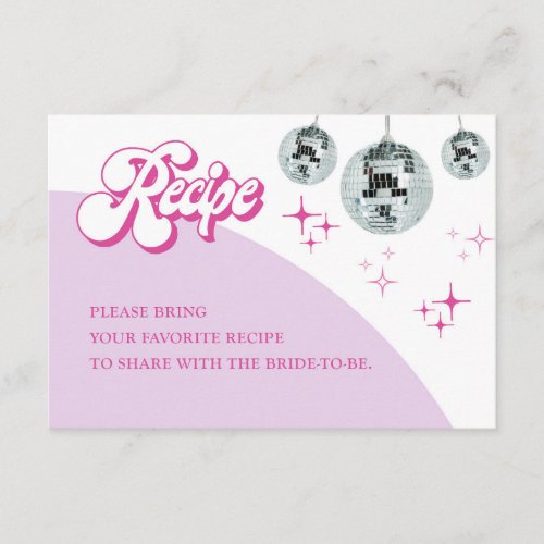 Retro Disco Groove Bridal Shower Recipe Cards