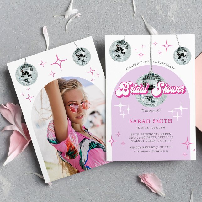 Retro Disco Groove Photo Bridal Shower  Invitation (Creator Uploaded)