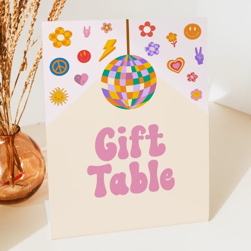 Retro Disco Groovy Gift Table Party Sign