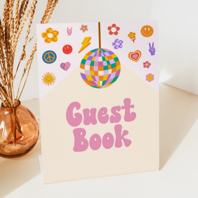 Retro Disco Groovy Guest Book Table Party Sign (Creator Uploaded)