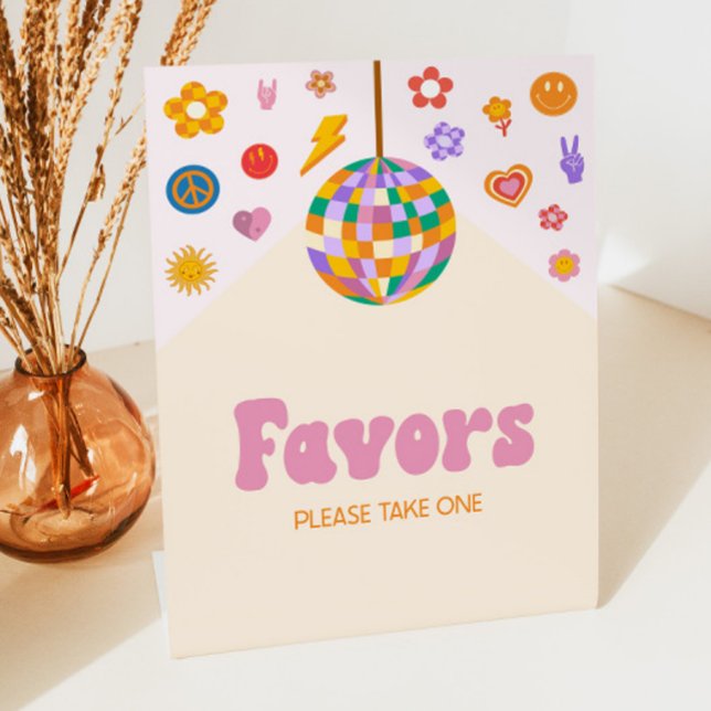 Retro Disco Groovy Party Favors Table Party Sign (Creator Uploaded)