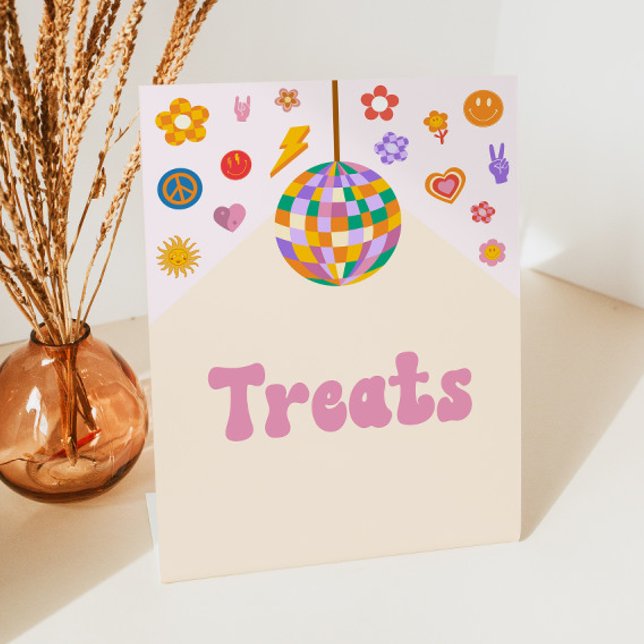 Retro Disco Groovy Treats Table Party Sign (Creator Uploaded)