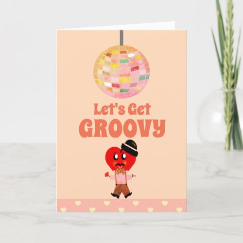 Retro Disco Groovy Valentines Day Girlfriend Holiday Card