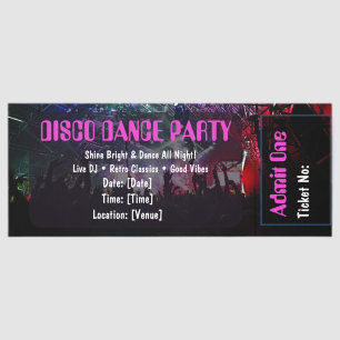 Retro Disco Night Party Ticket Invitation Template