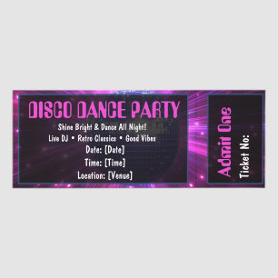Retro Disco Night Party Ticket Invitation Template