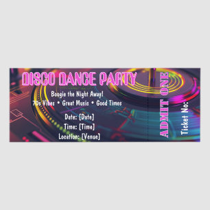 Retro Disco Night Party Ticket Invitation Template