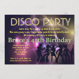 Retro Disco Party Theme Invitation