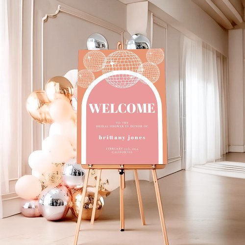 Retro Disco Pink and Orange Groovy Bridal Shower Foam Board