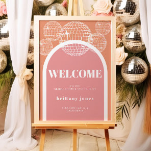 Retro Disco Pink and Orange Groovy Bridal Shower Poster
