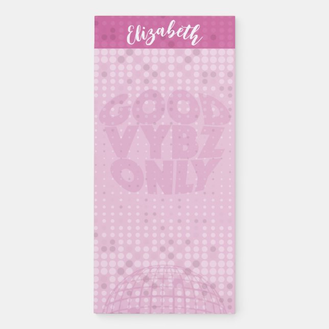 RETRO DISCO PINK MAGNETIC NOTEPAD (Front)