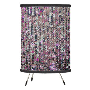 Retro disco Pink silver glitter glam sparkle Tripod Lamp
