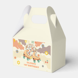 Retro Disco Roller Skate 1st Birthday Favor Boxes