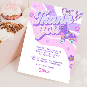 Retro Disco Roller Skate Birthday  Thank You Card
