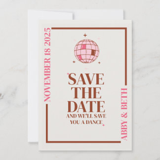 Retro Disco Save The Date Wedding Invitation 