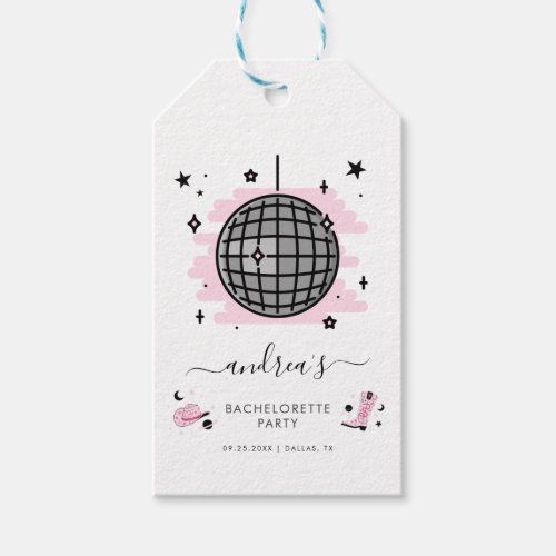 Retro Disco Space Cowgirl Bachelorette Party Favor Gift Tags