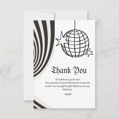 Retro Disco Theme Bridal Shower Thank You Card