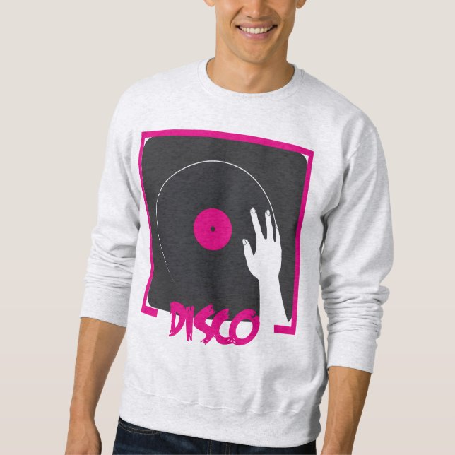 Retro Disco Vinyl Record Design Sweatshirt (Front)