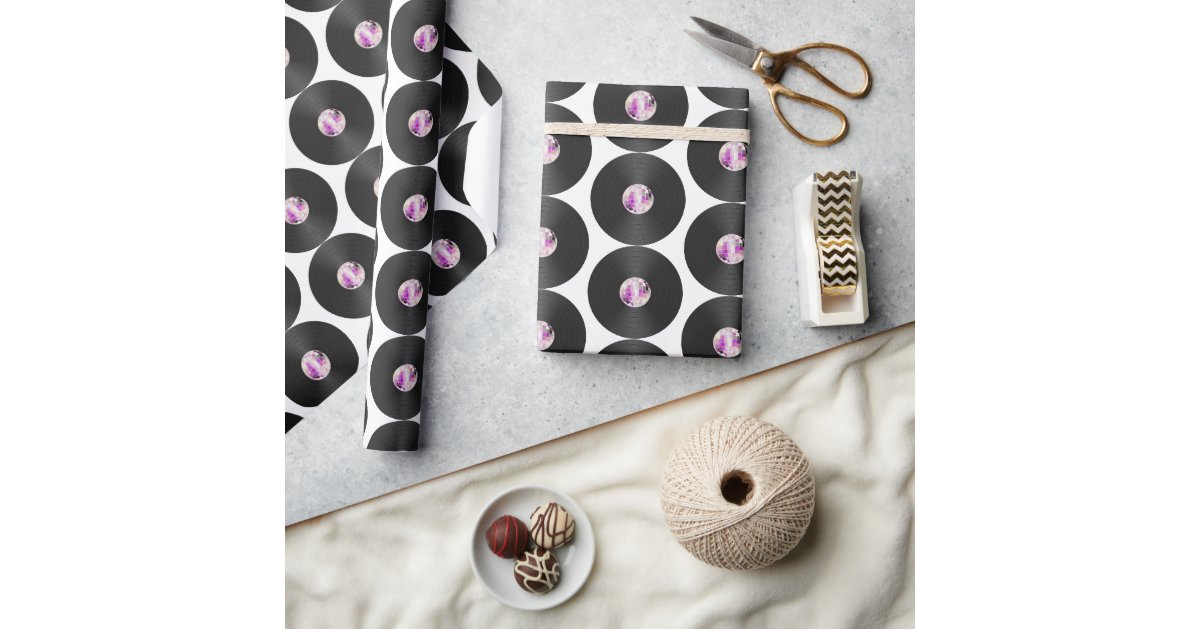 Retro Disco Vinyl Record Wrapping Paper | Zazzle