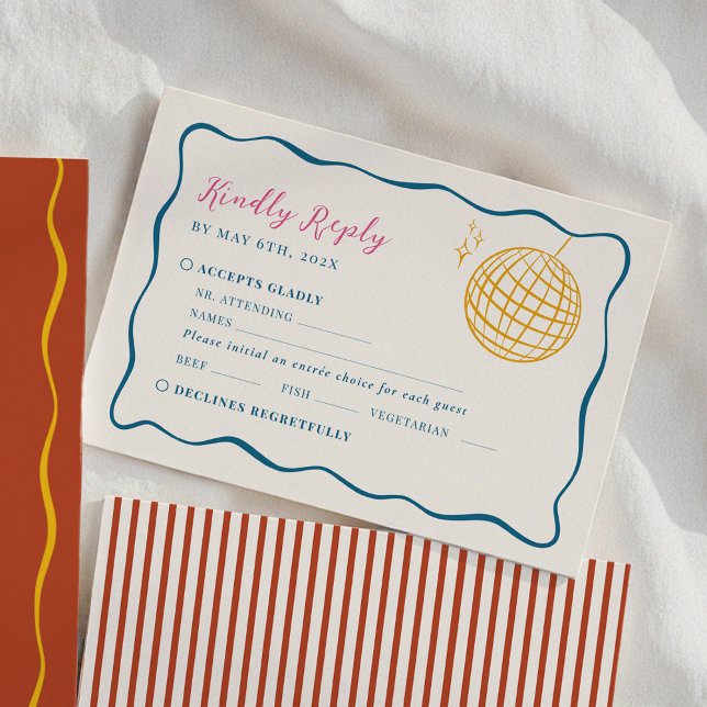 Retro Disco Wedding RSVP Card (Creator Uploaded)