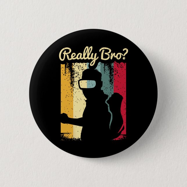 Retro Distressed Art Virtual Reality Graphic For A Button (Front)