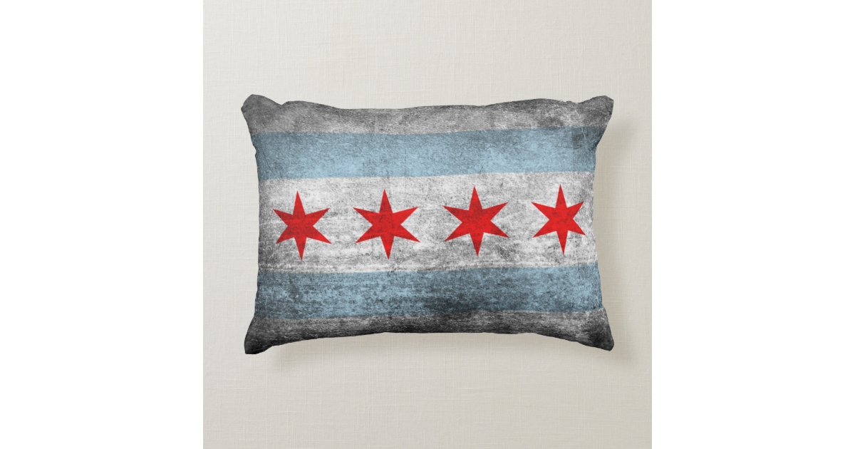 Retro Distressed Chicago Flag Decorative Pillow Zazzle Com