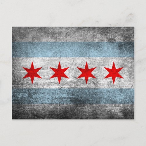 Retro Distressed Flag of Chicago Postcard