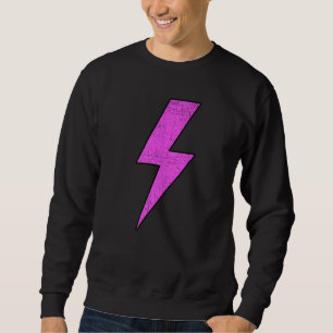 Retro Distressed Front & Back PINK Lightning Bolt Sweatshirt