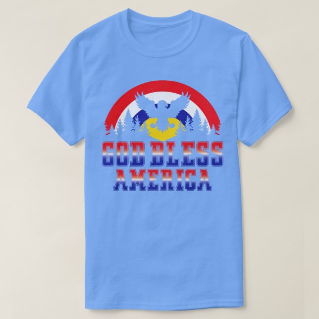 Retro Distressed God Bless America 4th of July T-Shirt (Design Front)