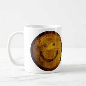 Retro Distressed Happy Face Mug by HumphreyKing at Zazzle