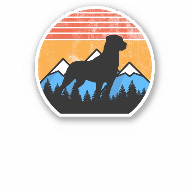 Retro Distressed Rottweiler Vintage Sunset Sticker (Front)