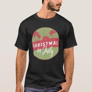 Retro Distressed Sunset And Palm Trees Christmas I T-Shirt