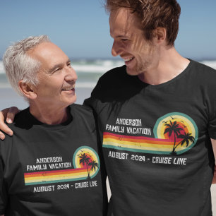 Retro Distressed Sunset Cruise Family Vacation  T-Shirt