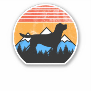 Retro Distressed Vintage Sunset Mountains Labrador Sticker