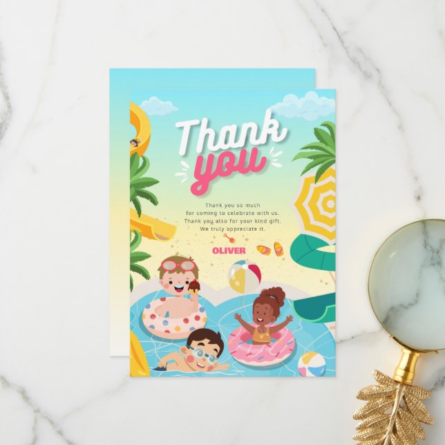 Retro dive into five 5th birthday thank you card (Front/Back In Situ)