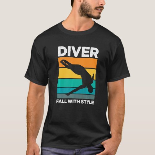 Retro Diver Fall With Style Scuba Diving Vintage D T_Shirt