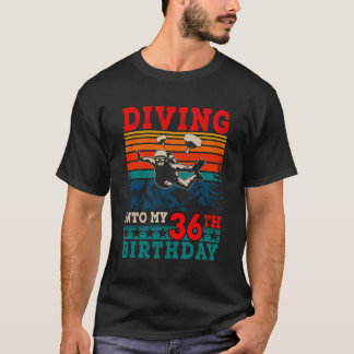 Retro Diving Into My 36Th Birthday Skydiving Lover T-Shirt