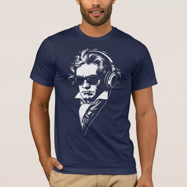 Retro DJ Beethoven face Portrait T-Shirt (Front)