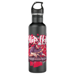 Retro DJ Hip Hop Turntables Graffiti 90s Rap Music Stainless Steel Water Bottle