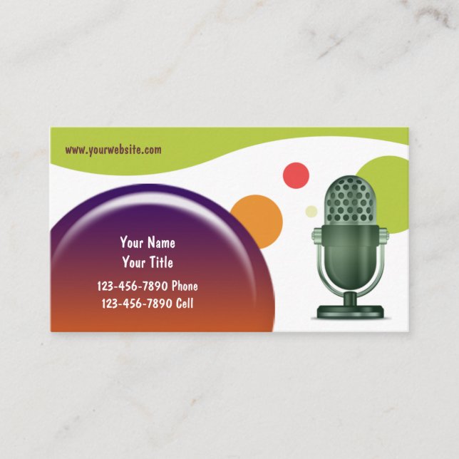 Retro DJ Old Microphone Business Cards (Front)