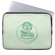 Retro DJ Raccoon Unplugged Sage Green Laptop